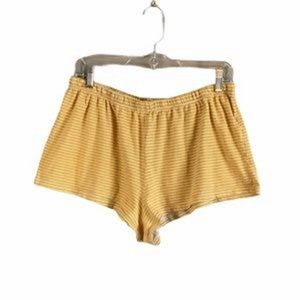 Forever 21 Women Yellow Striped Cotton Shorts L